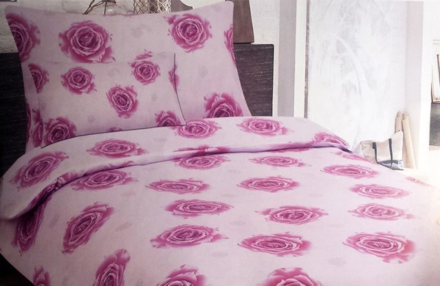 6 részes ágynemű garnitúra, pamut, rózsaszín virágos
