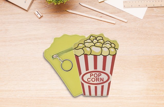 Popcorn pénztárca-kulcstartó