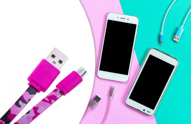 Micro USB töltőkábel, pink terepmintás + más színben