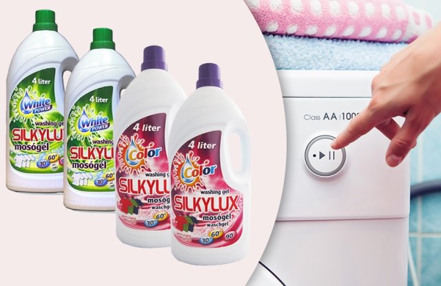 Silkylux mosógél megapack, 4x4 liter, 2 db fehér, 2 db színes, ajándék öblítővel + több variációban