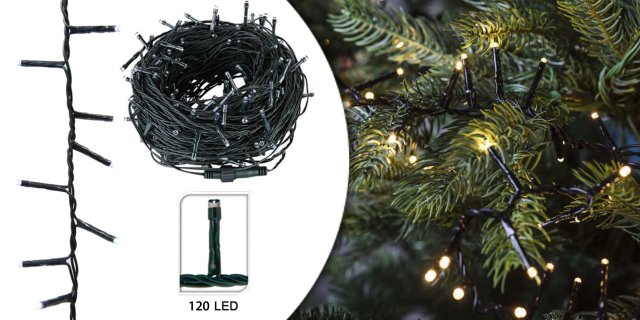 120 LED-es karácsonyi fényfüzér, 8 mozgó beállítással, melegfehér