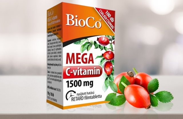 BioCo MEGA C-vitamin, 1500 mg, Családi csomag, 100 db filmtabletta
