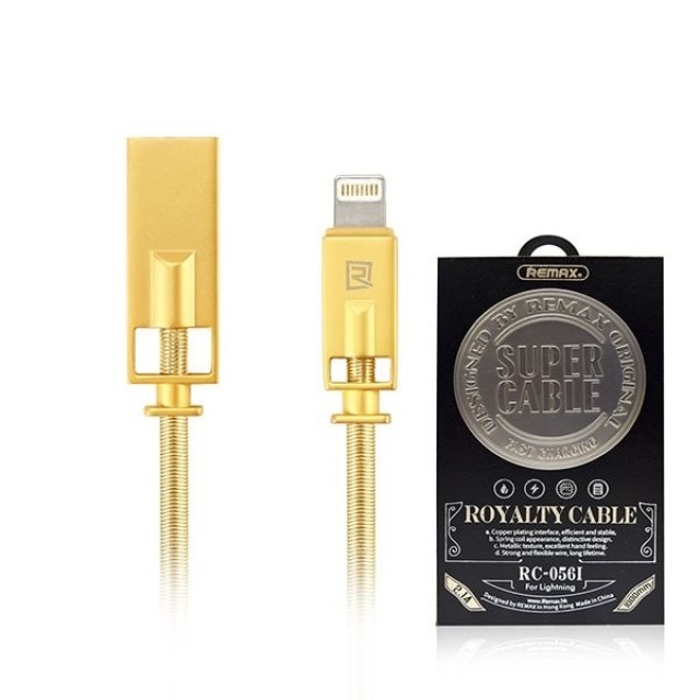Remax Royality fémborítású kábel díszdobozban, 1 m, arany + egyéb színekben