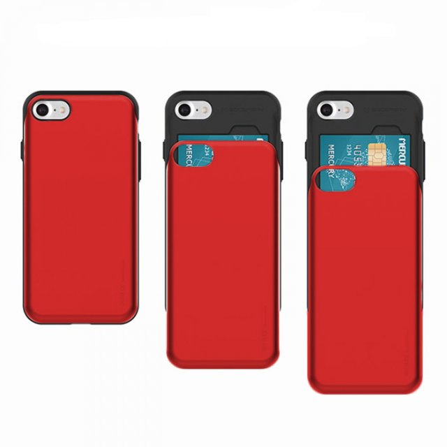 Mercury iPhone 7/8 kártyatartós védőtok, piros + több színben