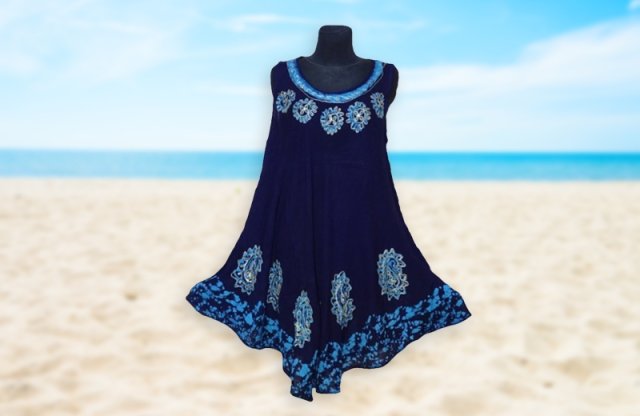 Batikolt nyári rövid ruha, kék + több színben
