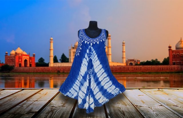 Nyári rövid ruha Indiából, kék + több színben