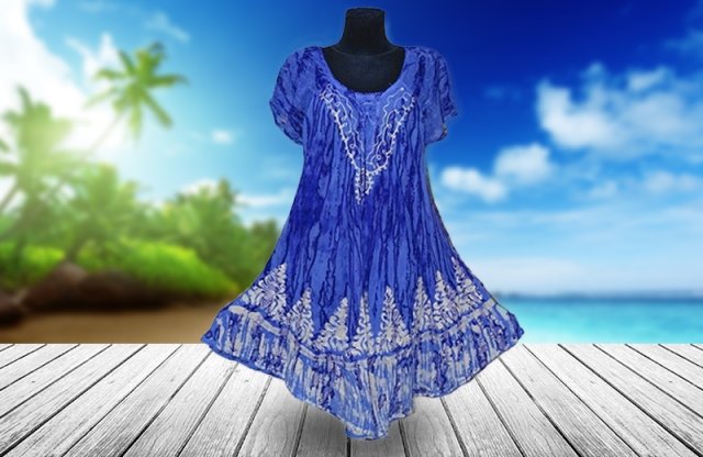 Rövid nyári ruha Indiából, kék + több színben 