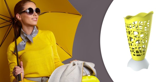 Esernyőtartó, sárga + más színben