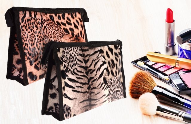 Leopárd mintás kozmetikai táska, bézs + más színben