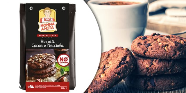Nonna Anita, glutén és laktózmentes csokoládés- mogyorós keksz por - 350 g