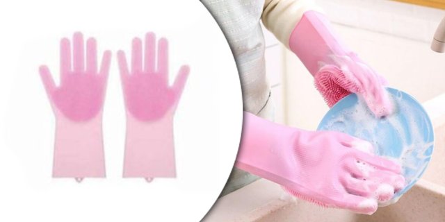 Timeless Tools Szilikon mosogató és tisztító kesztyű-rózsaszín