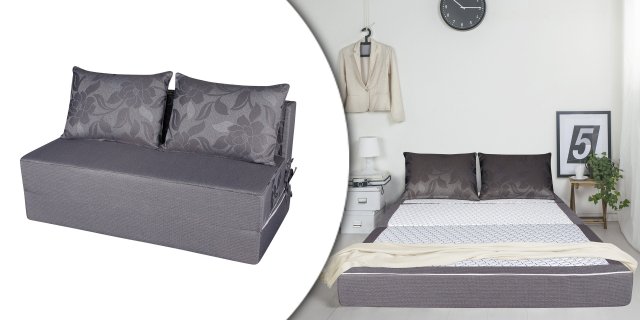 Bedora Smart szürke kinyitható kanapé, matraccá alakítható kétszemélyes