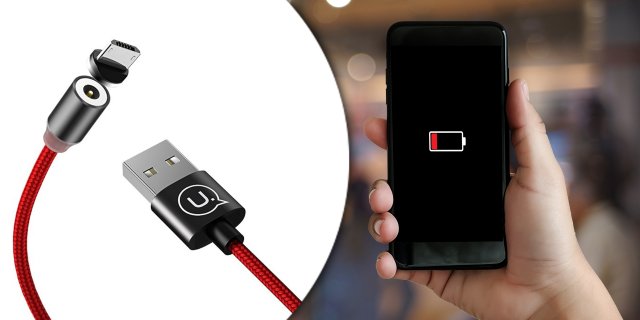 Mágneses Micro USB töltőkábel, piros + más színben