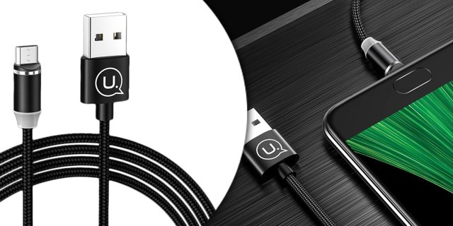 Mágneses Micro USB töltőkábel, fekete + más színben