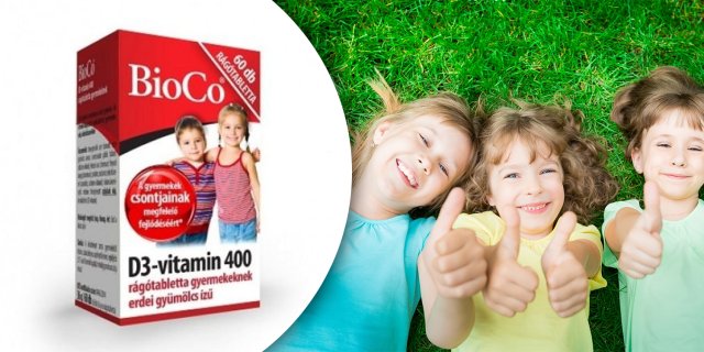 BioCo D3-Vitamin 400, gyerekeknek (60 db)