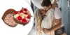 BoxEnjoy: barna szív desszert doboz piros szappanrózsával és Raffaello-val