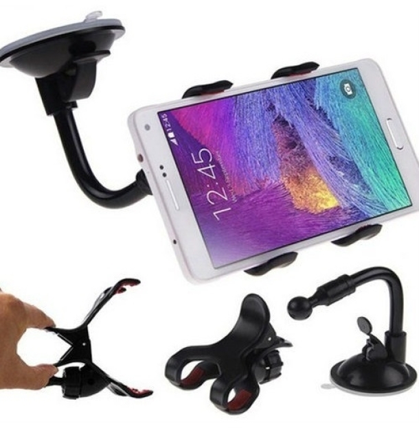 Telefon-, GPS- és tablettartó 360 fokban elforgatható, tapadókorongos, univerzális, flexibilis szár